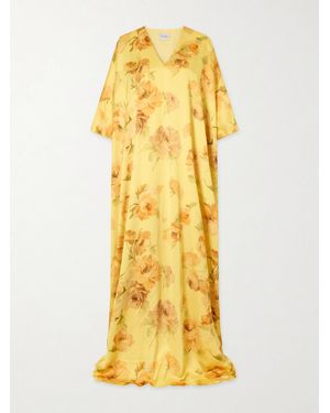 Dima Ayad Floral-Print Satin Gown - Yellow