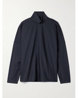 Tibi Mier Pinstriped Wool-Blend Turtleneck Top - Blau