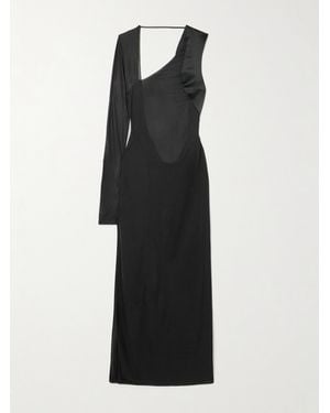 Galvan London Modernist Asymmetrisches Midikleid Aus Satin Und Stretch-Tüll - Schwarz