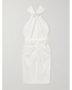 ShuShu/Tong Embellished Ruched Lace Mini Dress - White