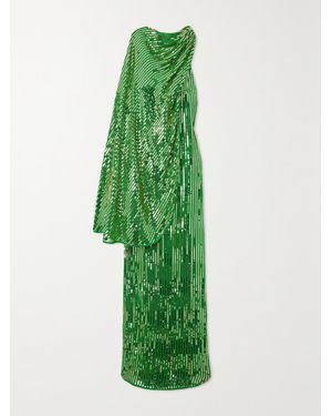 Johanna Ortiz Net Sustain Poder Tejido Convertible Embellished Silk Crepe De Chine Maxi Dress - Green