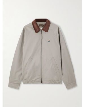 Aimé Leon Dore Veste En Serge De Coton À Broderie Et À Finitions En Velours Côtelé - Gris
