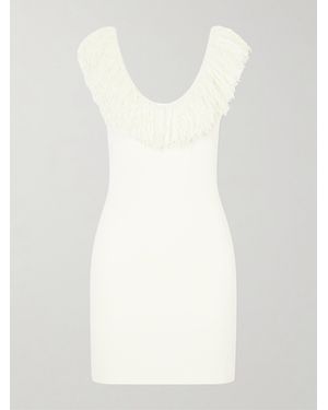 SIR. Marcelline Fringed Stretch-Knit Mini Dress - White