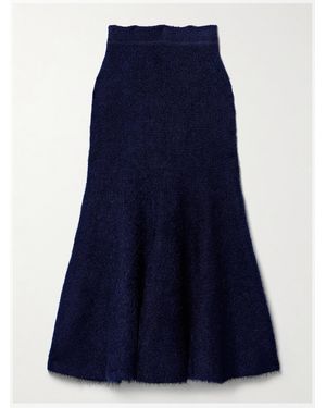 KHAITE Cadence Silk And Cashmere-Blend Tweed Midi Skirt - Blue