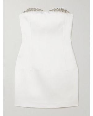 The New Arrivals Ilkyaz Ozel Noele Strapless Crystal-Embellished Satin Mini Dress - White