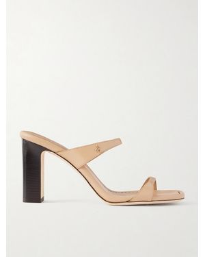 Jimmy Choo Lucian 85 Leather Mules - Natural