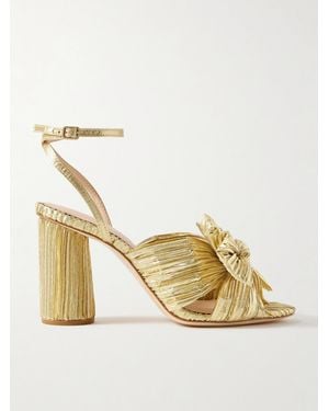 Loeffler Randall Camellia Bow-Embellished Lamé Sandals - Metallic