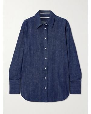 Another Tomorrow Oversized Organic Cotton-Chambray Shirt - Blue