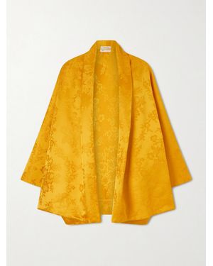 Colleen Allen Floral-Jacquard Cotton-Blend Cape - Yellow