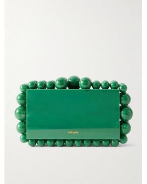 Cult Gaia Eos Clutch Aus Marmoriertem Acryl Mit Zierperlen - Grün