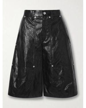 Isabel Marant Azilia Crinkled-Faux Leather Shorts - Black