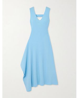 AZ FACTORY Lutz Huelle Serena Asymmetric Ribbed-Knit Midi Dress - Blue
