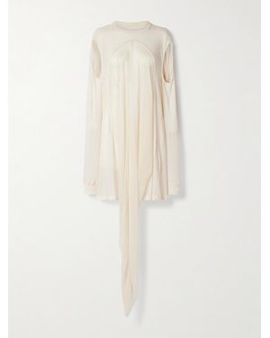 Rick Owens Drain T Panelled Cotton-Jersey And Crepe De Chine Top - White