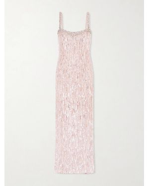 Jenny Packham Fleur Crystal-Embellished Sequined Tulle Gown - Pink