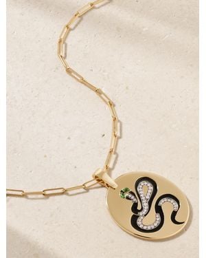 Diane Kordas Snake 18-Karat, Diamond, Tsavorite And Enamel Necklace - Natural