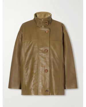 Jamie Haller The Minimal Oversized Panelled Textured-Leather Jacket - Green