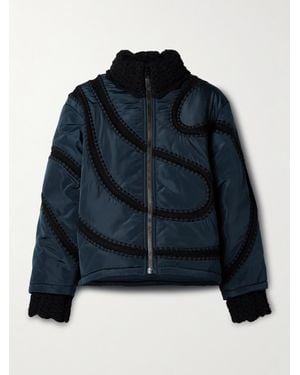 Sea Averie Crochet-Trimmed Shell Bomber Jacket - Blue