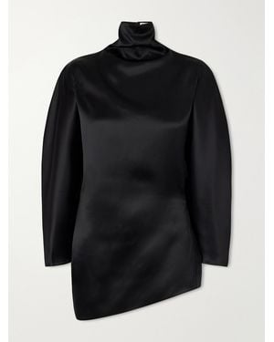 KHAITE Harlow Gathered Satin Blouse - Black