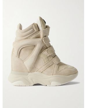 Isabel Marant Balskee Suede High-Top Wedge Trainers - Natural