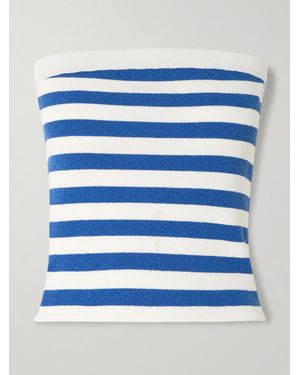 Posse Ari Cropped Striped Knitted Top - Blue