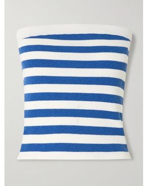 Posse Ari Cropped Striped Knitted Top - Blue