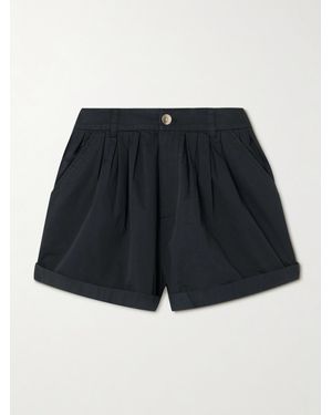 Doen Paige Pleated Organic Cotton-Poplin Shorts - Black