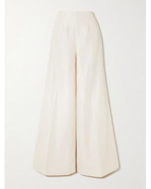 Saloni Walli Cotton, Linen And Silk-Blend Wide-Leg Trousers - White