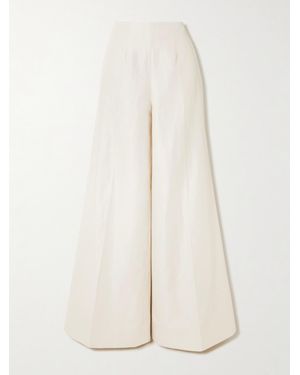 Saloni Walli Hose Mit Weitem Bein Aus Einer Mischung Aus Baumwolle, Leinen Und Seide - Weiß