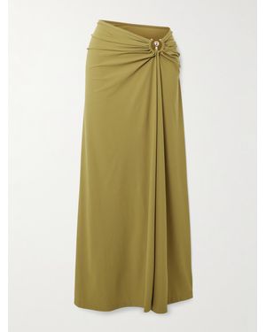 Christopher Esber Orbit Embellished Ruched Stretch-Jersey Maxi Skirt - Green