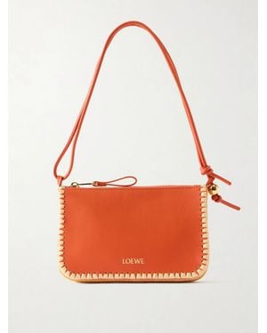 Loewe Paula's Ibiza Rio Raffia-Trimmed Leather Shoulder Bag - Orange