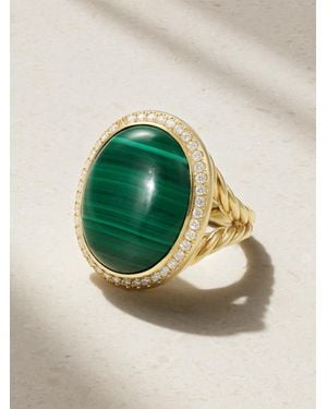 David Yurman 18-Karat, Malachite And Diamond Ring - Green