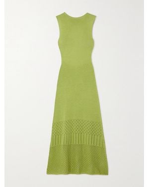 Escvdo Net Sustain Tondero Open-Back Knitted Cotton Midi Dress - Grün