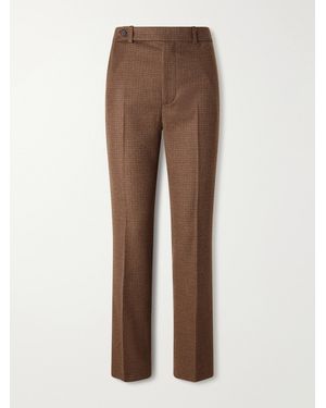 Polo Ralph Lauren Houndstooth Cotton-Blend Straight-Leg Pants - Brown