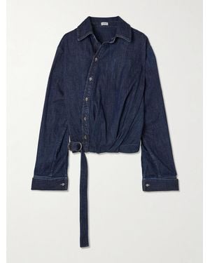 Loewe Cotton-Blend Draped Shirt - Blue
