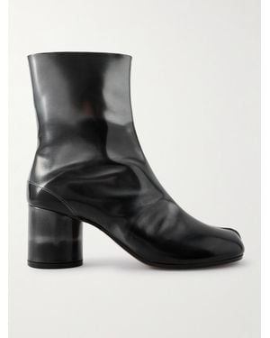 Maison Margiela Tabi Split-Toe Metallic Leather Ankle Boots - Black