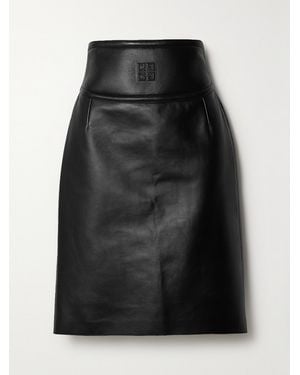 Givenchy Cutout Embossed Leather Skirt - Black