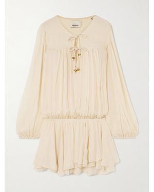 Isabel Marant Aliyah Minikleid Aus Seidenkrepon Mit Verzierungen - Natur