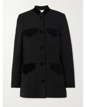 LIBEROWE Net Sustain Raja Velvet-Trimmed Wool Jacket - Black