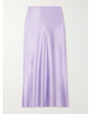 Veronica Beard Clover Silk-Blend Satin Midi Skirt - Purple