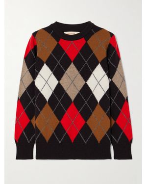 &Daughter Argyle Wool Jumper - Red