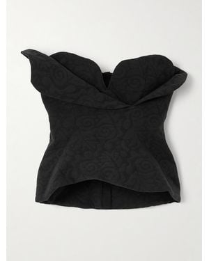 Mara Hoffman Angela Lumaca Strapless Layered Organic Cotton-Jacquard Bustier Top - Black