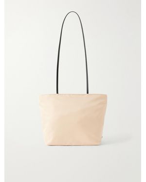 Valesque Spaghetti Leather-Trimmed Nylon Shoulder Bag - Natural
