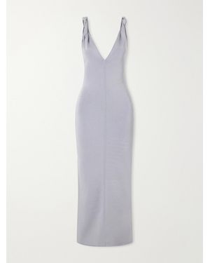 Galvan London Twisted Tyra Stretch-Knit Midi Dress - White