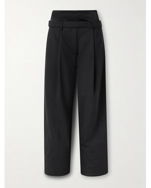 Esse Studios Portia Duo Mehrlagige Hose Mit Geradem Bein Aus Crêpe Mit Recycelten Fasern Und Falten - Schwarz