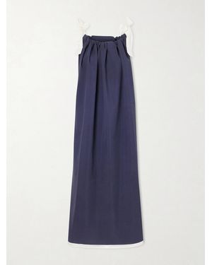 Les Vacances d'Irina Two-Tone Cotton-Poplin Maxi Dress - Blue