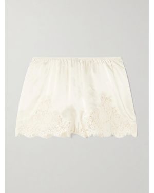 Doen Iona Lace-Trimmed Silk-Satin Shorts - White