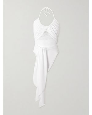 Alaïa Maillot De Bain Dos Nu À Drapés - Blanc