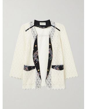 Maison Mayle Caribbea Jacke Aus Häkelspitze Mit Besätzen Aus Seiden-Crêpe Mit Blumenprint - Natur