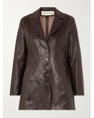 Nour Hammour Monica Panelled Leather Blazer - Brown