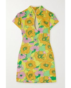 RIXO London Lolita Floral Print Mini Dress - Yellow